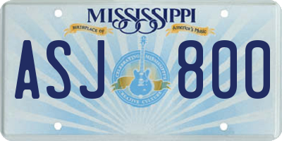 MS license plate ASJ800
