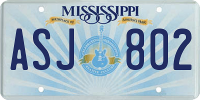 MS license plate ASJ802