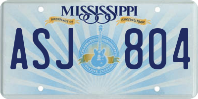 MS license plate ASJ804