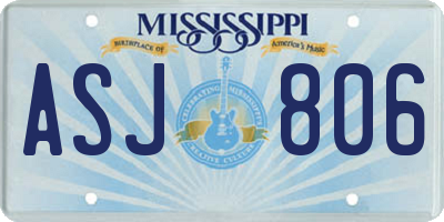 MS license plate ASJ806