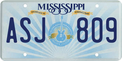 MS license plate ASJ809