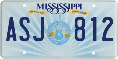 MS license plate ASJ812