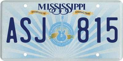 MS license plate ASJ815