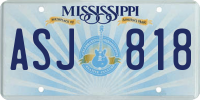MS license plate ASJ818