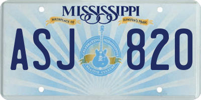 MS license plate ASJ820