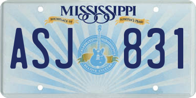 MS license plate ASJ831