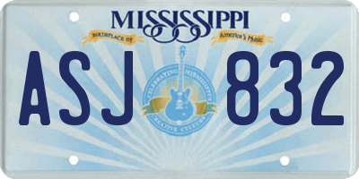 MS license plate ASJ832