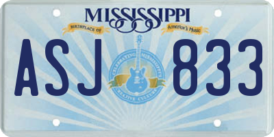 MS license plate ASJ833