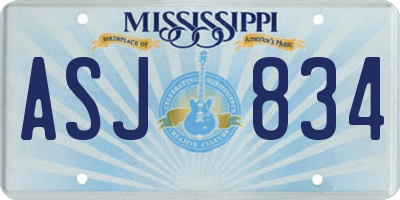 MS license plate ASJ834