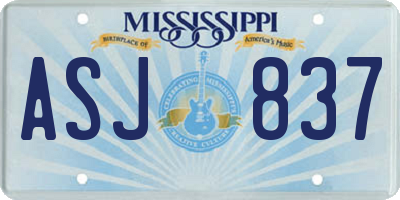 MS license plate ASJ837