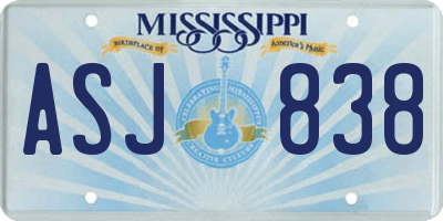 MS license plate ASJ838