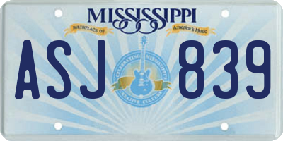 MS license plate ASJ839