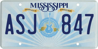 MS license plate ASJ847