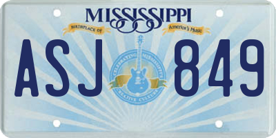 MS license plate ASJ849