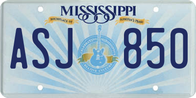 MS license plate ASJ850