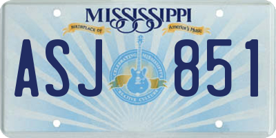 MS license plate ASJ851
