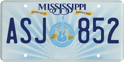 MS license plate ASJ852