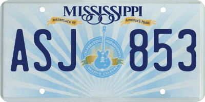 MS license plate ASJ853