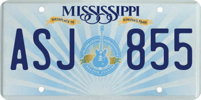 MS license plate ASJ855
