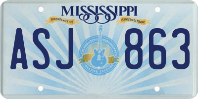 MS license plate ASJ863