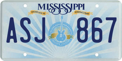 MS license plate ASJ867