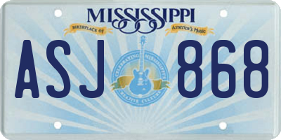 MS license plate ASJ868