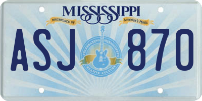 MS license plate ASJ870