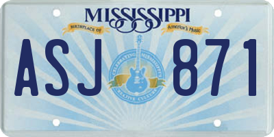 MS license plate ASJ871