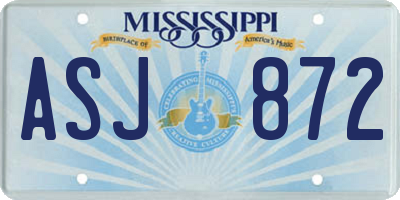 MS license plate ASJ872