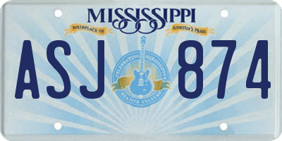 MS license plate ASJ874