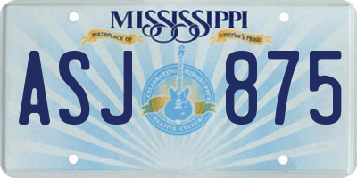 MS license plate ASJ875
