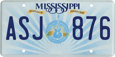 MS license plate ASJ876