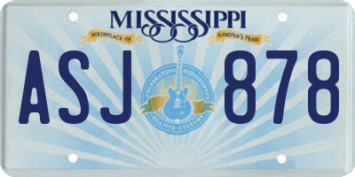 MS license plate ASJ878