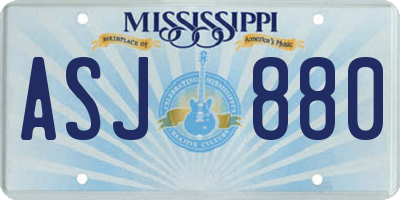 MS license plate ASJ880