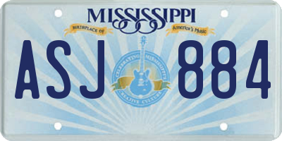 MS license plate ASJ884