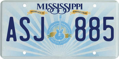 MS license plate ASJ885
