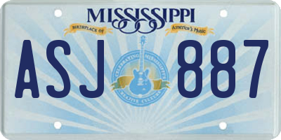 MS license plate ASJ887