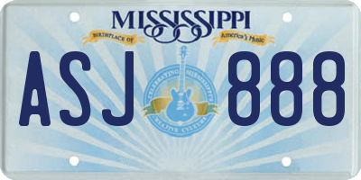 MS license plate ASJ888
