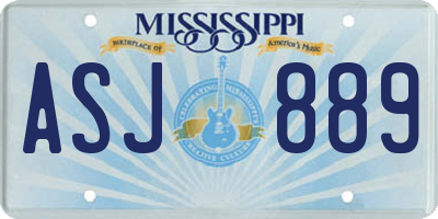 MS license plate ASJ889