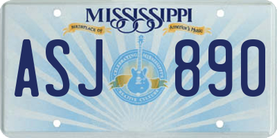 MS license plate ASJ890