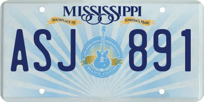 MS license plate ASJ891