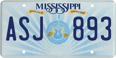 MS license plate ASJ893