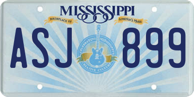 MS license plate ASJ899