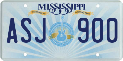MS license plate ASJ900