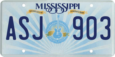 MS license plate ASJ903