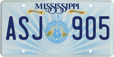 MS license plate ASJ905