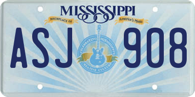 MS license plate ASJ908