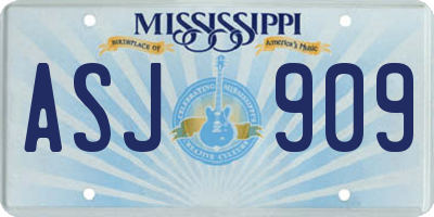 MS license plate ASJ909