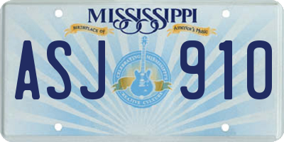 MS license plate ASJ910