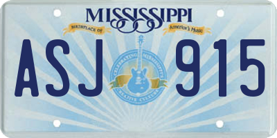MS license plate ASJ915